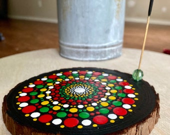 Hand Painted Incense Stick Holder, Dot  Mandala Art