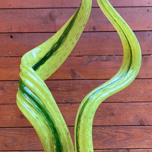 Hand made pair of Green Garden Leaves Art Sculpture.