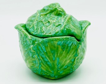 Cabbage Cookie Jar, 70' Kitchen Canister, Ceramic Cabbage Jar, Holland Mold