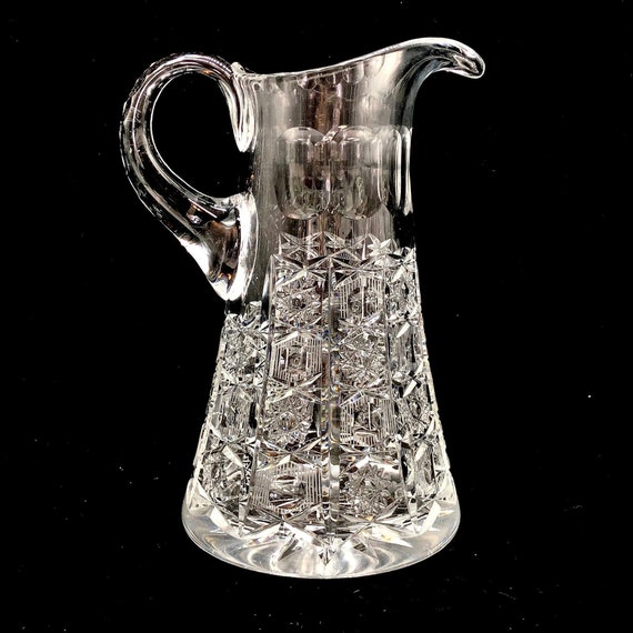 American Brilliant Cut Glass Pitcher Crystal Water Jug