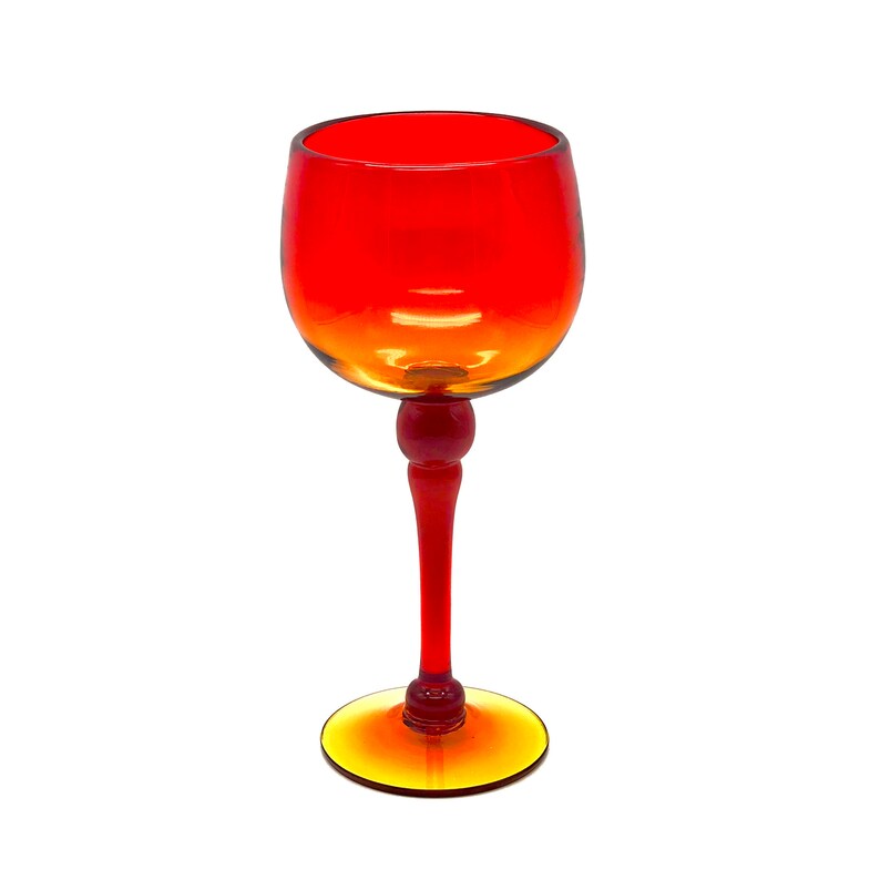Large Blenko Amberina Glass Pedestal Vase Etsy