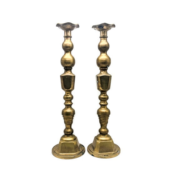 Huge Brass Floor Candlesticks Pillar Candle Holders