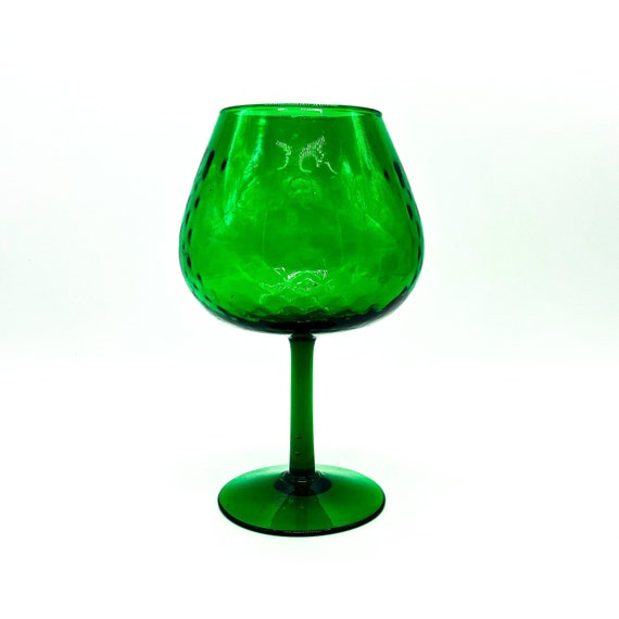 Empoli Italian Optic Glass Brandy Snifter Vase Large Green Etsy