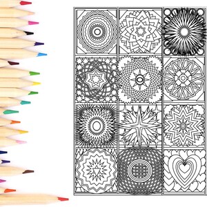 Jewels, Adult Coloring Page Instant Download, Geometric Shapes and Patterns, Coloring page for Mindfulness