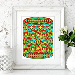 Adult Coloring Page Instant Download,Geometric Shapes and Patterns, Cylinder Shape Coloring, Coloring for Mindfulness and Relaxation