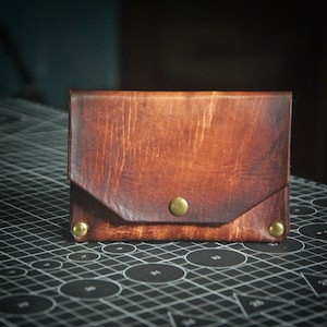 Minimalist Leather Wallet Card Holder, Coins, Slim Minimal Small Leather Wallet, Gift, Vintage style