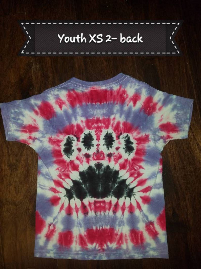 Tie dye tshirt youth/kids XS/4 paw print tie dye shirt blue Etsy