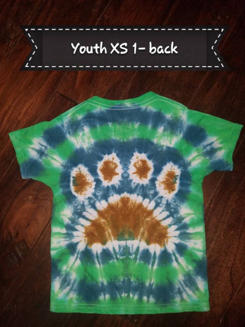 Tie dye tshirt youth/kids XS/4 paw print tie dye shirt blue Etsy