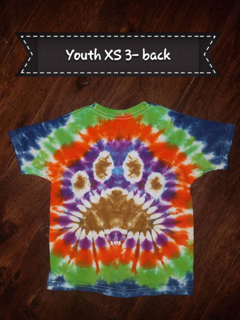 Tie dye tshirt youth/kids XS/4 paw print tie dye shirt blue Etsy
