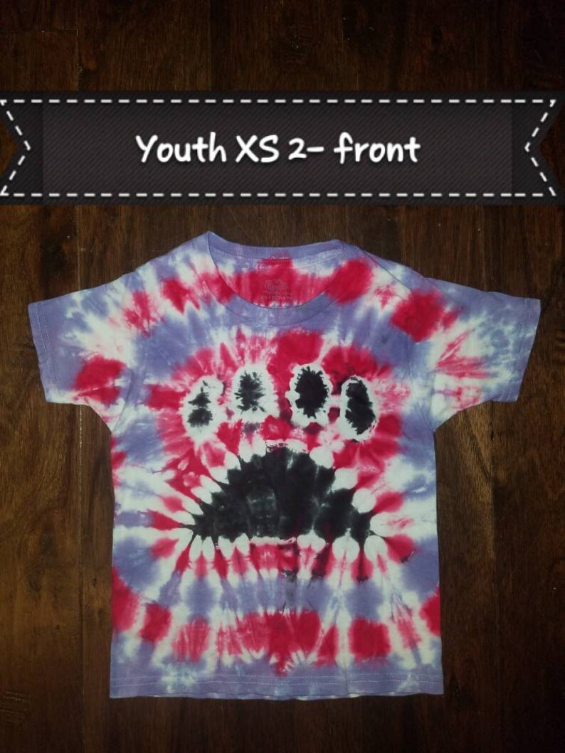 Tie dye tshirt youth/kids XS/4 paw print tie dye shirt blue Etsy