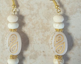 Cream Glass Beaded Earrings