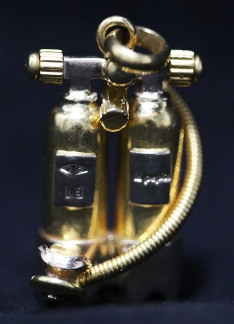 18k Two Tone Gold Scuba Dive Tank Necklace Pendant Diver Etsy