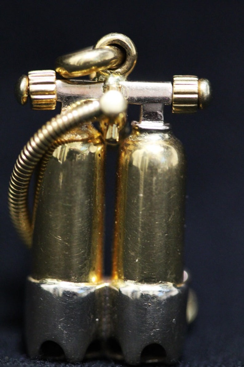 18k Two Tone Gold Scuba Dive Tank Necklace Pendant Diver Etsy