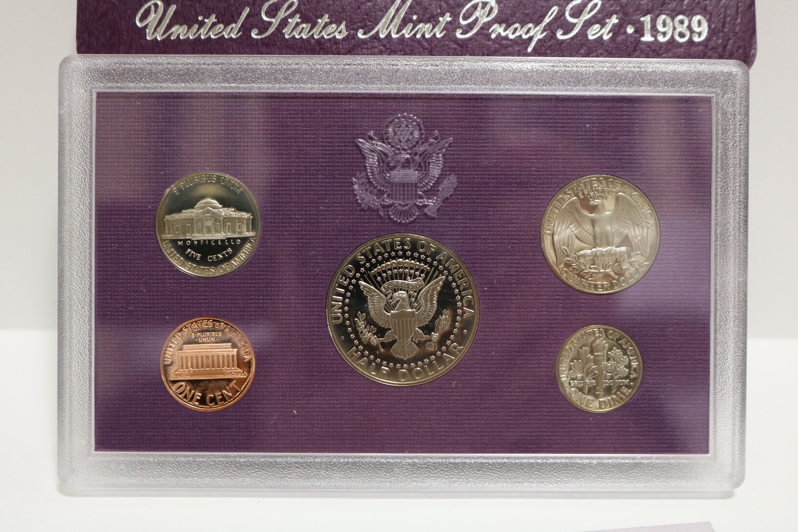 1989S US Mint Proof Uncirculated 5 Coin Purple Box Set Uncirc Etsy