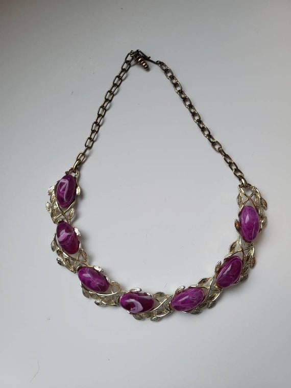 Vintage 1950s purple thermoset necklace mcm style - image 3