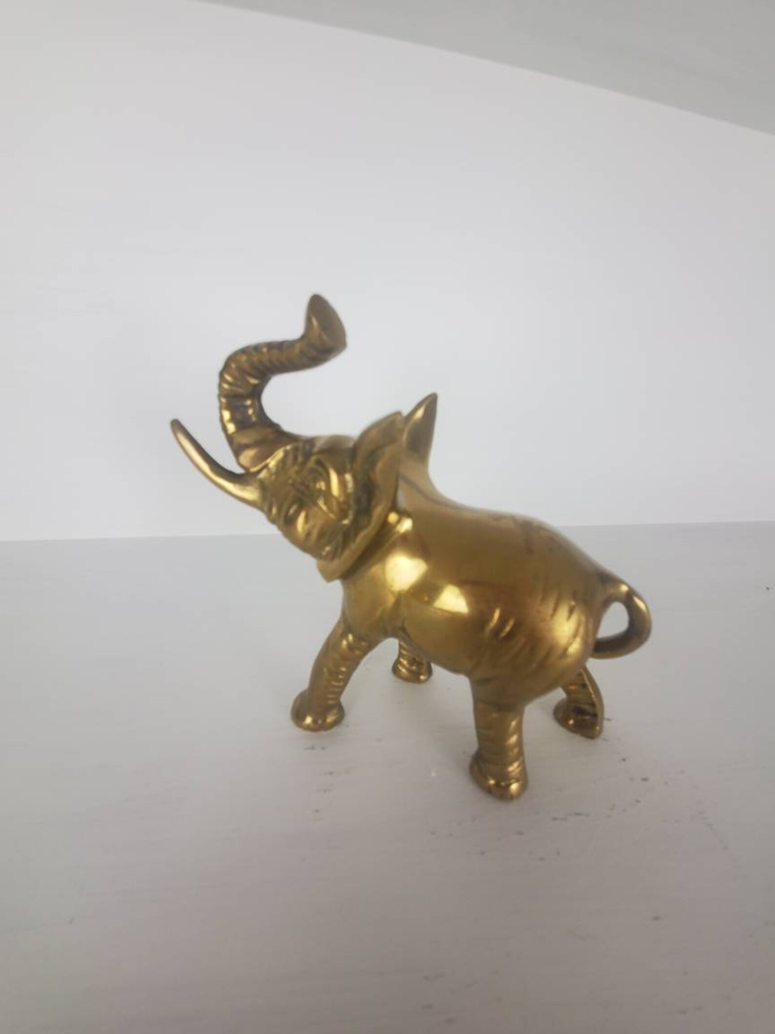 Vintage Solid Brass Elephant Small Figurine Statue Etsy