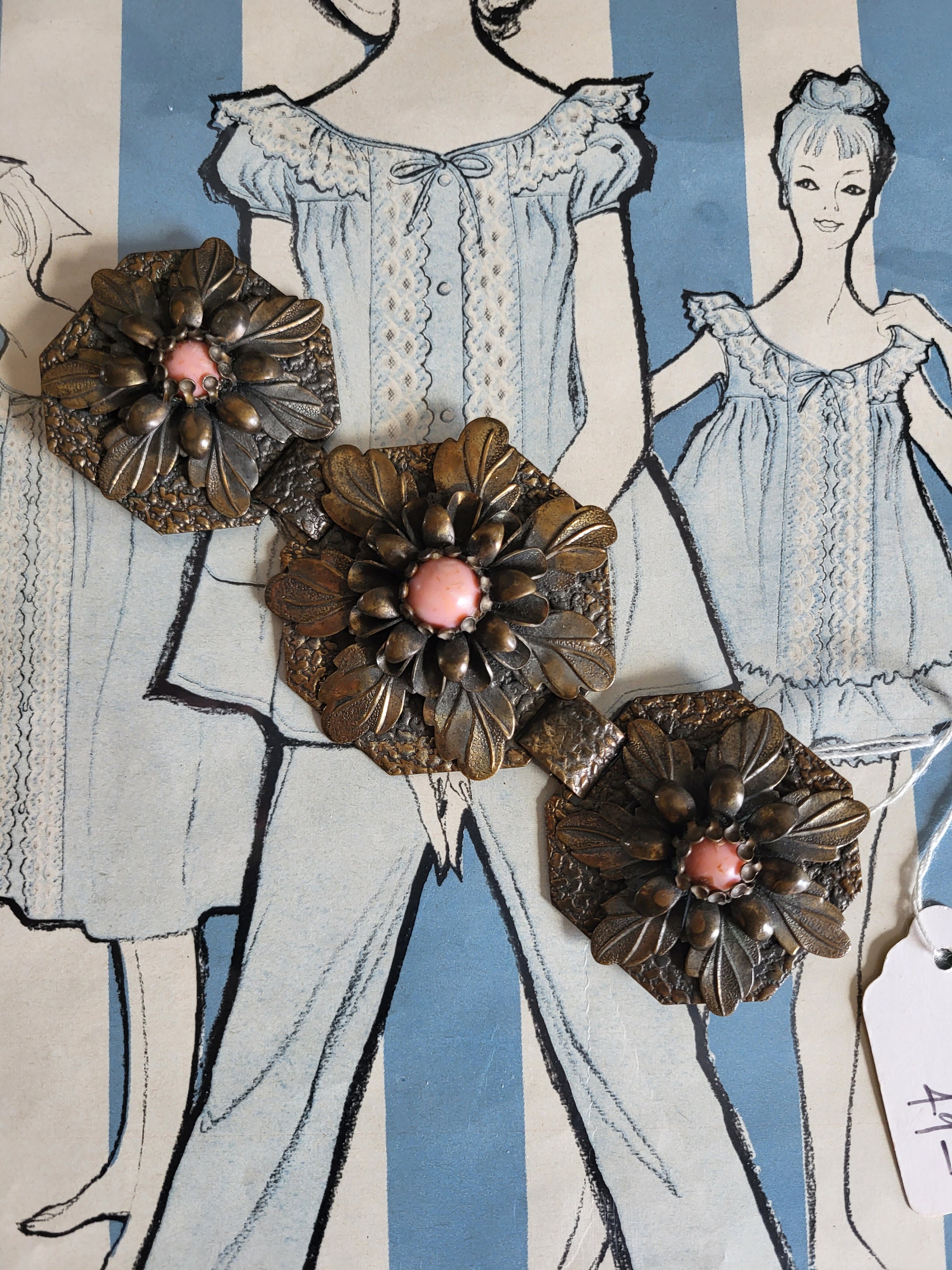 Vintage Oval Belt Buckle With Faux Pearl & Pink Coral Floral Design il_fullxfull.6610908380_40vb.jpg main image 2