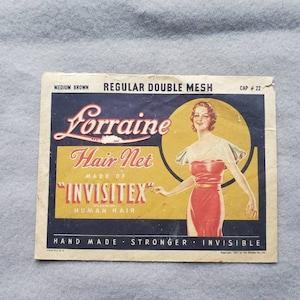 Vintage Lorraine hair net made of invisitex medium brown original packaging