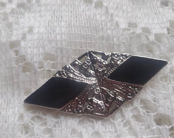 Vintage art deco revival broche zwart met filigraan jaren '80