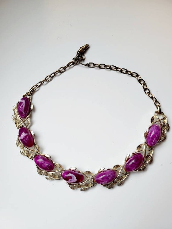 Vintage 1950s purple thermoset necklace mcm style - image 2