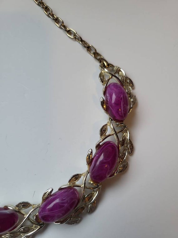 Vintage 1950s purple thermoset necklace mcm style - image 7