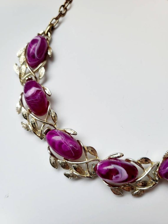 Vintage 1950s purple thermoset necklace mcm style - image 1