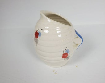 Czechoslovakia vintage art deco creamer white beehive texture