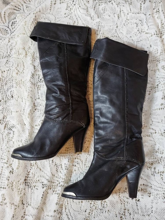 Vintage Zodiac Black Boots Size 8.5 M Convertible Knee High
