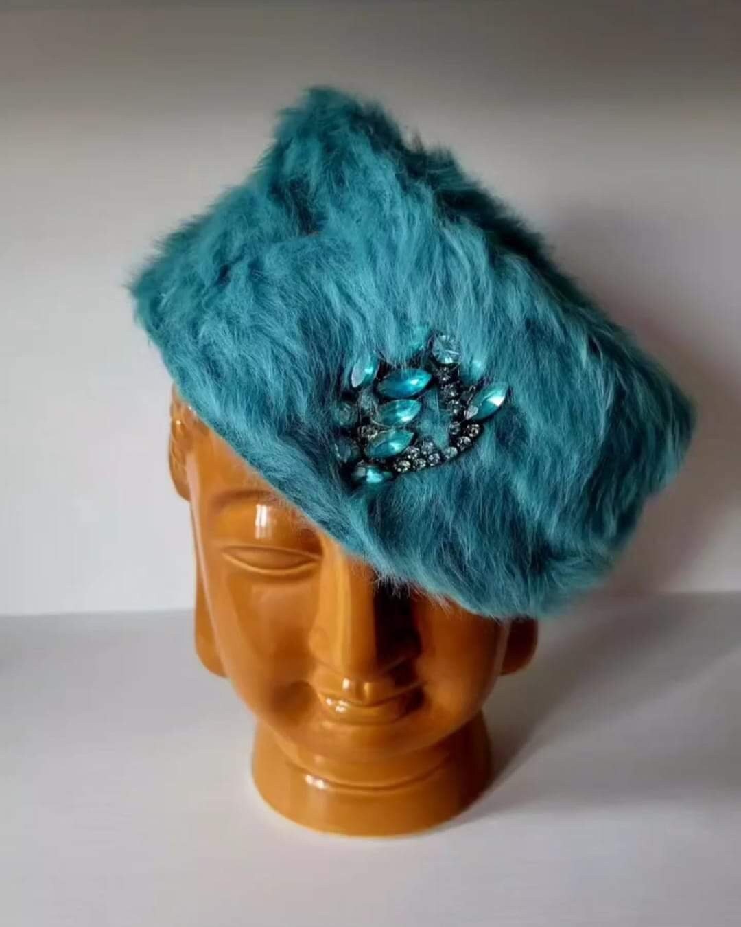 1950s Pillbox Hat Lucila Mendez Exclusive New York Teal Faux  display picture 3