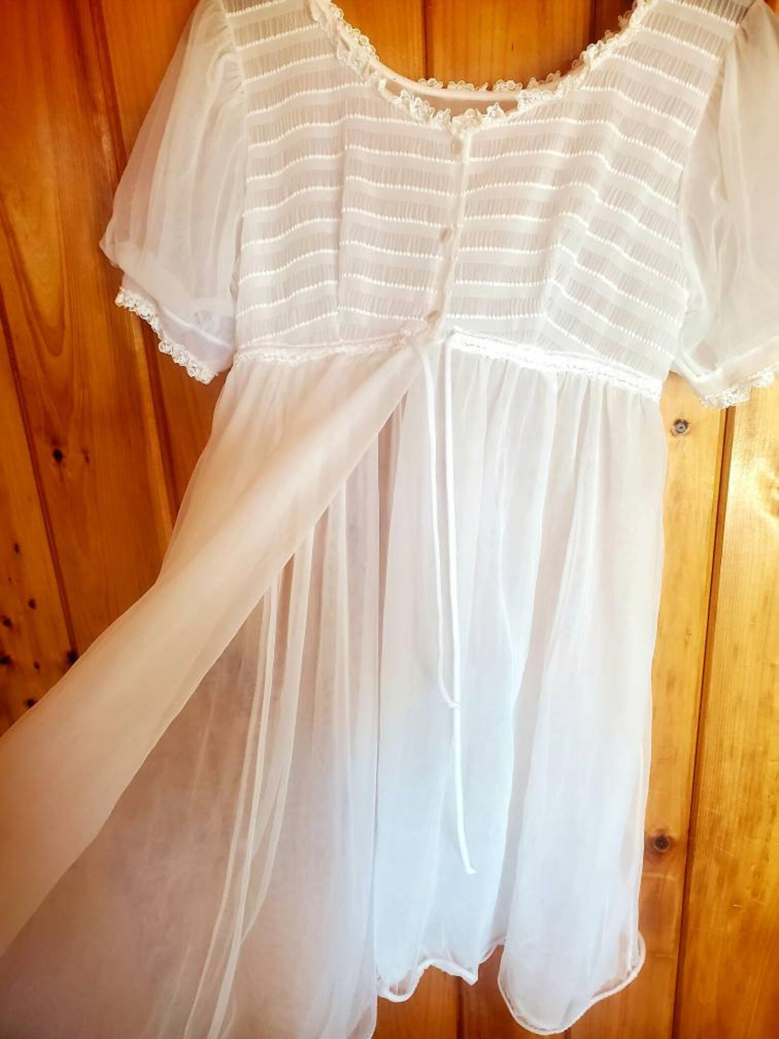Vintage babydoll nightgown white ruffles sheer s/m bridal | Etsy