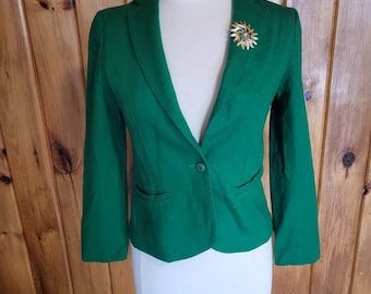 Vintage women's green blazer sz 9 wool fitted