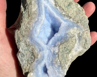 Geoda de ÁGATA DE ENCAJE AZUL DOBLE de 4,85"