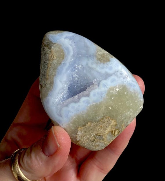 Floral BLUE LACE AGATE Polished Geode