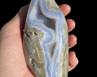 5.63" LONGBOAT Drusy Vugs AZUL Encaje ÁGATA