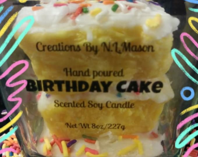 Hand-poured Birthday cake scented soy candle