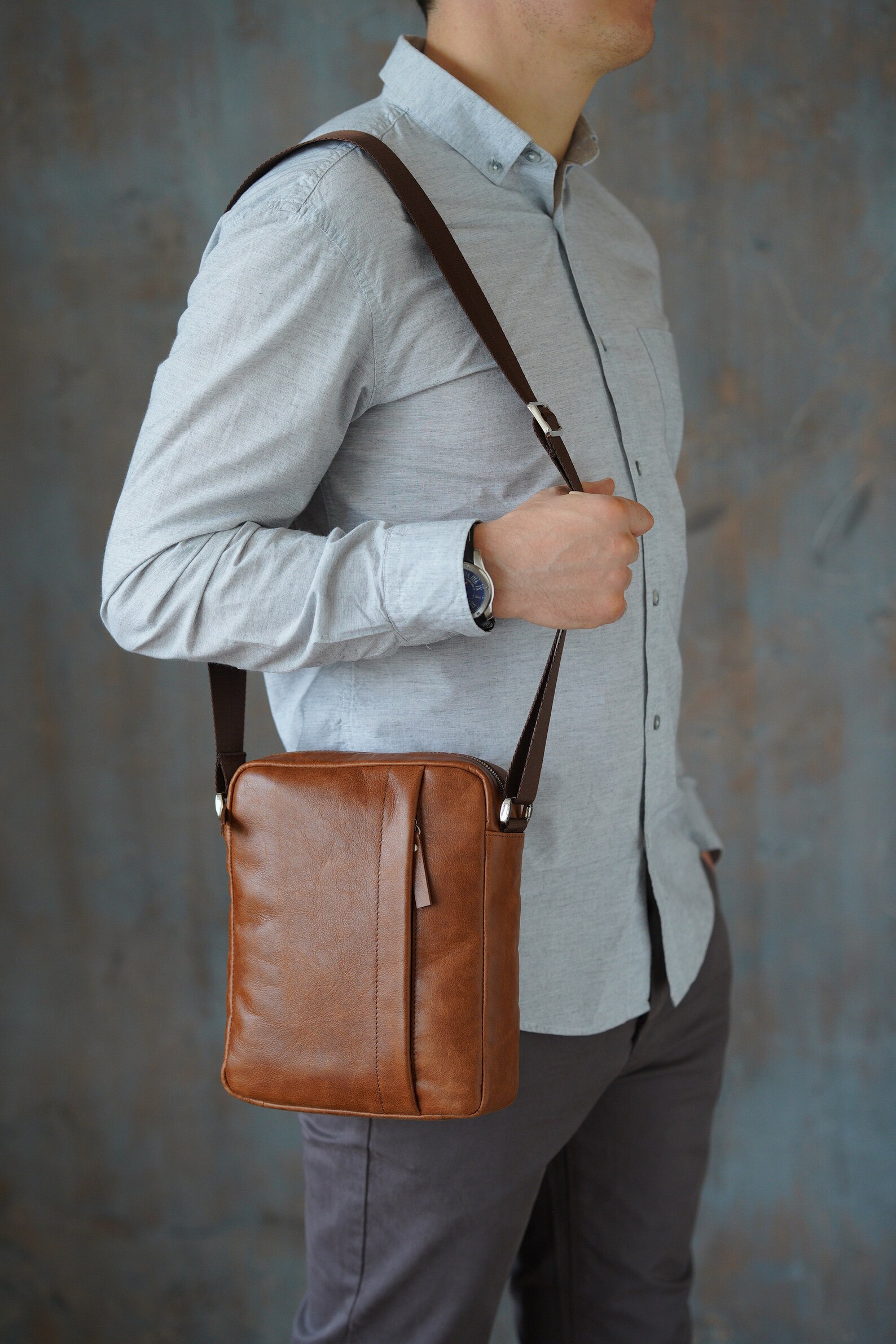 Mens shoulder bag Men's crossbody bags Leather shoulder Etsy