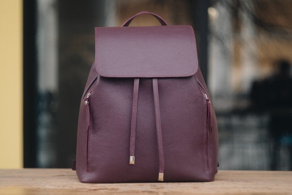 burgundy leather backpack