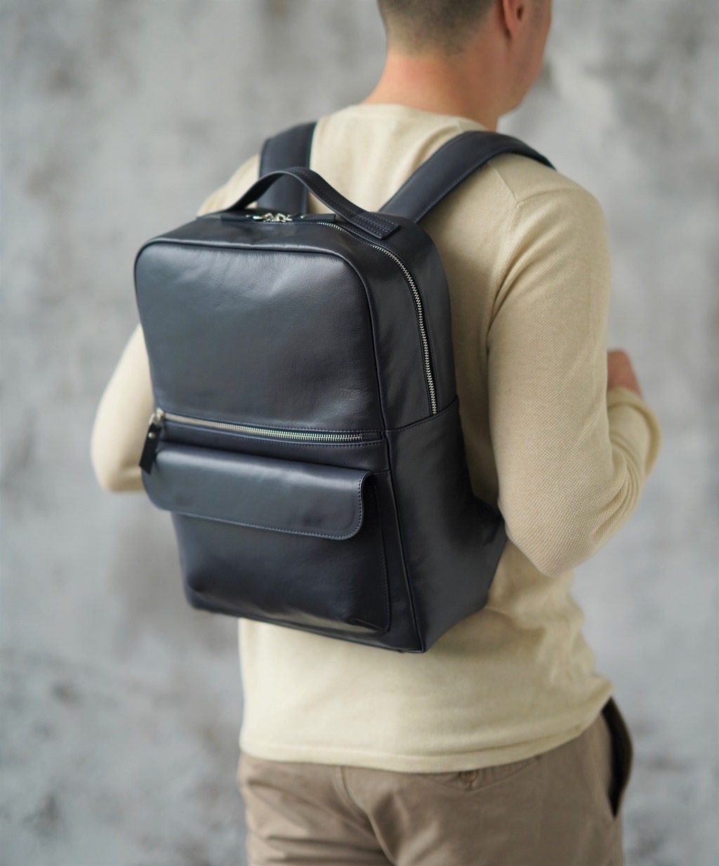 Leather backpack men for business Travel backpack men Laptop Etsy