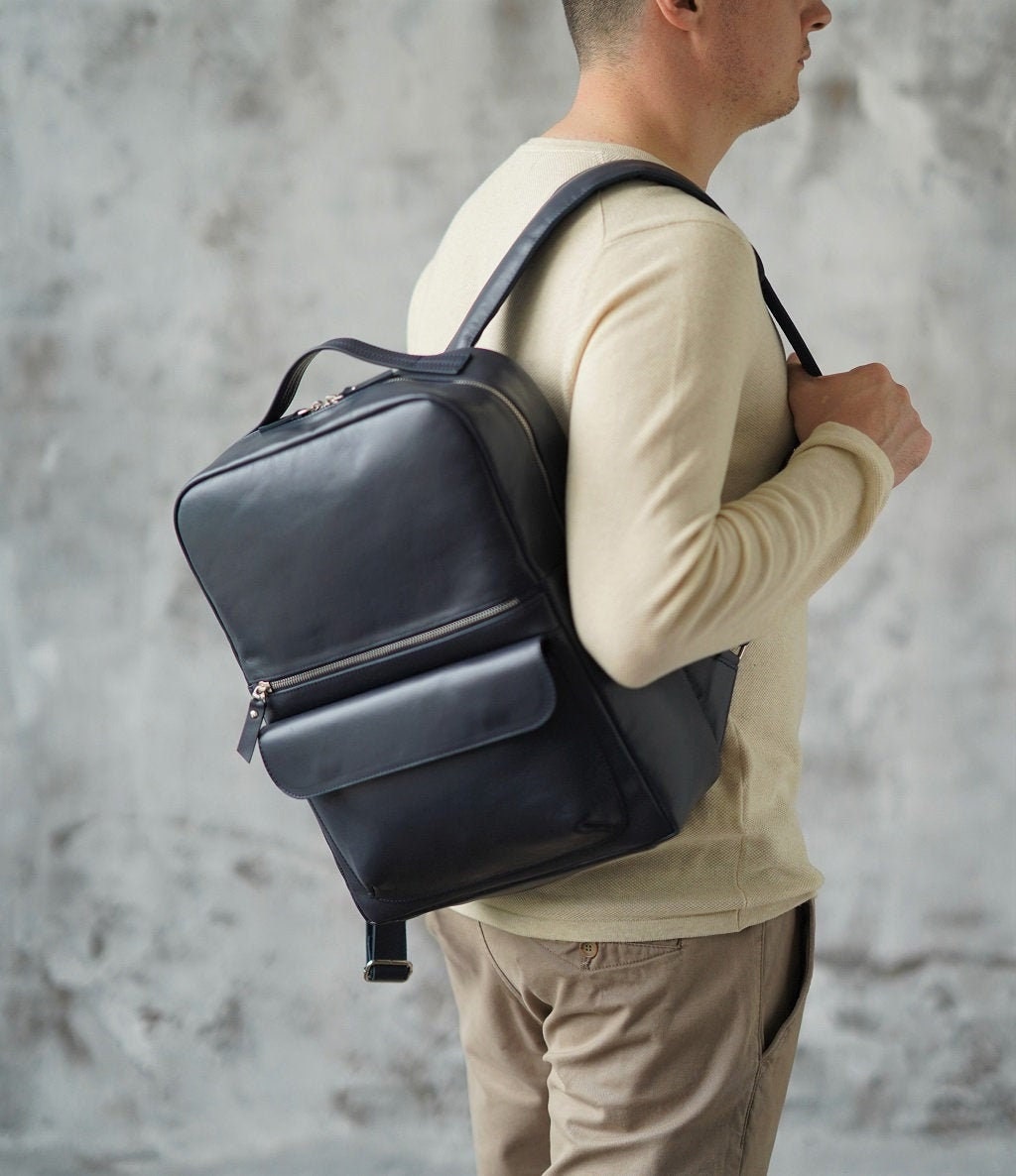 Leather backpack men for business Travel backpack men Laptop | Etsy