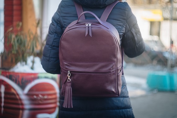 burgundy backpack women's