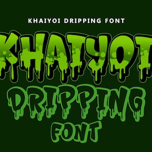 Fuente Khaiyoi Dripping SVG, fuente derretida, archivos de corte de alfabeto goteando, archivos SVG para Cricut y Silhouette, fuente extraña, alfabeto extraño png.