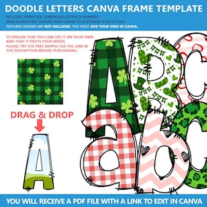 Plantilla de marco de Canva con letras dibujadas a mano: letras del alfabeto dibujadas a mano con sublimación personalizables PNG: crea tus propios diseños de Canva