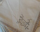 Vintage Irish Linen Napkin Set of 12 Autumn Fall Thankgiving Embroidery Crochet Wedding Decor Handstitched Antique Heirloom Linen