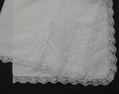 Vintage Irish Linen and Lace Napkin Set of 12 Cutwork Embroidery Wedding Decor Handstitched Antique Linen Heirloom Lace Work