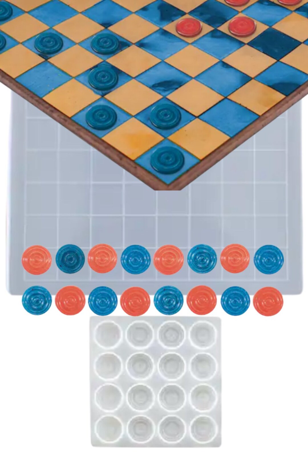 Complete Checkers Set Mold / Board & Pieces Silicone Mold / Etsy
