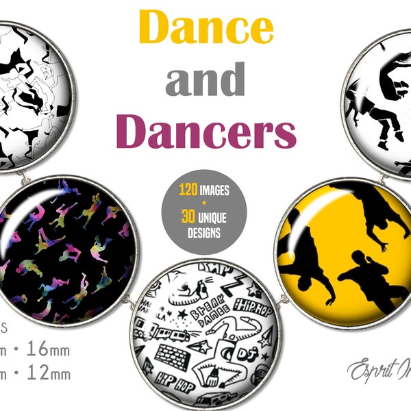 DANCE AND DANCERS Images for cabochons jewelry making, 18mm 16mm 14mm 12mm Digital Collage Sheet Download, resin cabochons, glass cabochons