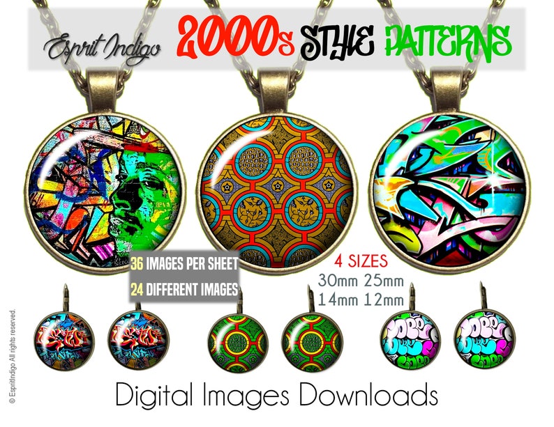 Digital Collage Sheet Download 2000s Patterns Theme 30mm 25mm Etsy