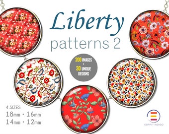 LIBERTY PATTERNS 2 Images for cabochons jewelry making, 18mm 16mm 14mm 12mm Digital Collage Sheet Download, resin cabochons, glass cabochons