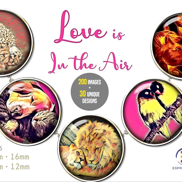 L'Amour est dans l'Air Images d'animaux mignons pour la fabrication de bijoux cabochons 18mm 16mm 14mm 12mm Cabochons de verre ou résine