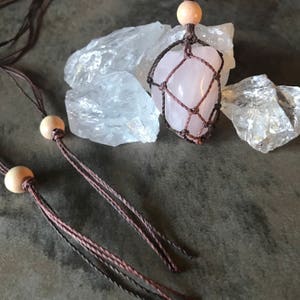 Pink rose quartz necklace image 1